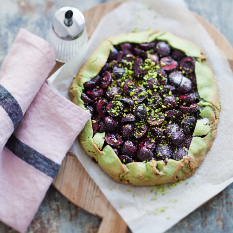 Tarte cerises et pistaches